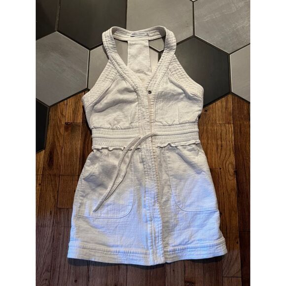 REBECCA MINKOFF Royal Racerback Dress white Sz S drawstring pockets v-neck VEUC - Picture 1 of 8